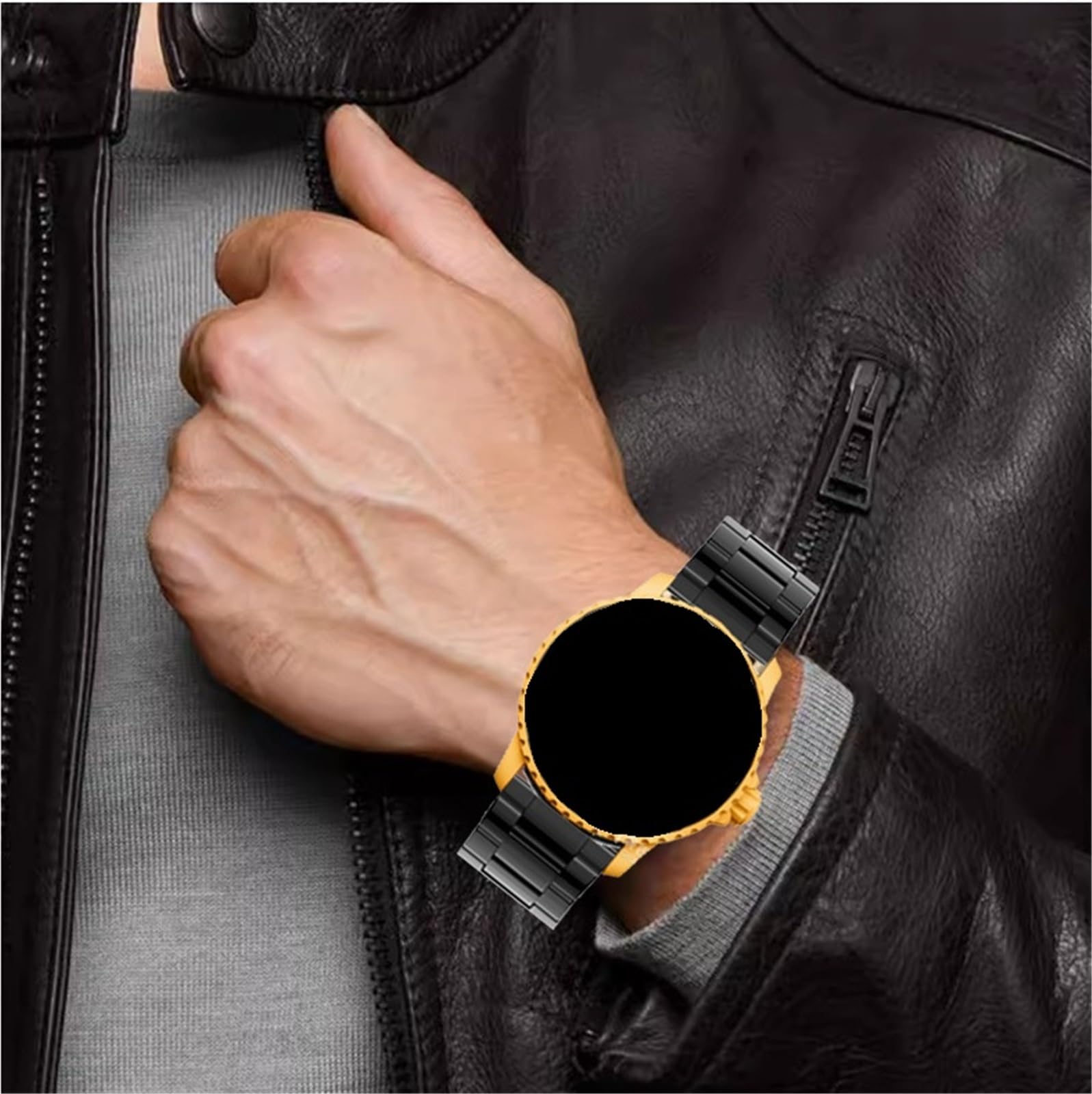 Cinturino di ricambio for smartwatch da uomo e da donna, in ceramica bianca e nera