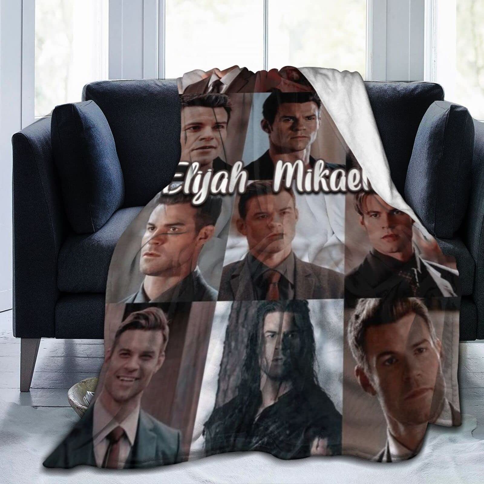 Djngn Women's Black Cozy Plush Elijah Thow Blanket Mikaelson Flannel Blanket,Bedding Warm Fleece Soft Blanket For Sofa Couch Living Room Office Car Camp Beach Blankets 80"X60"