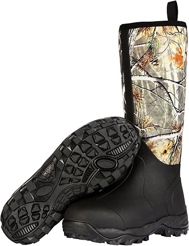 HUNTIT Botas de caza de goma de 0.236 in de neopreno para hombres, impermeables, aisladas, botas de goma de camuflaje duraderas para exteriores
