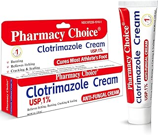 Clotrimazole Antifungal Cream 1% USP (1 oz), Anti Fungal Treatment, Relieves Itching, Burning, Cracking and Scaling Associated Athletes Foot