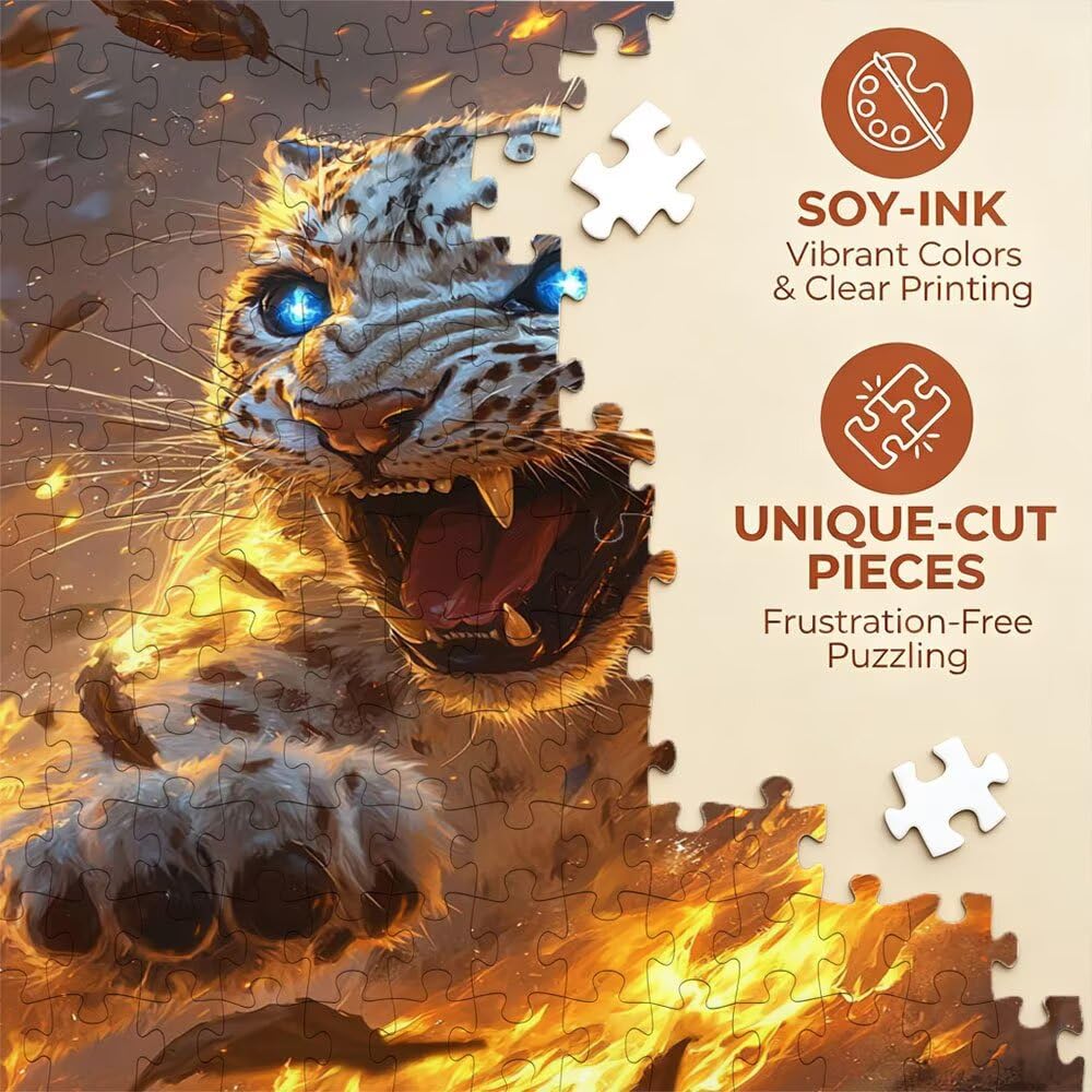 Tiger Flamme Puzzle 4000 Teile, Klassische Puzzles, Geschicklichkeitsspiel Puzzle für Erwachsene, Puzzlespiele für Die Ganze Familie, Mit Schöner Verpackung, Dekoration Puzzles DX0YL3-563