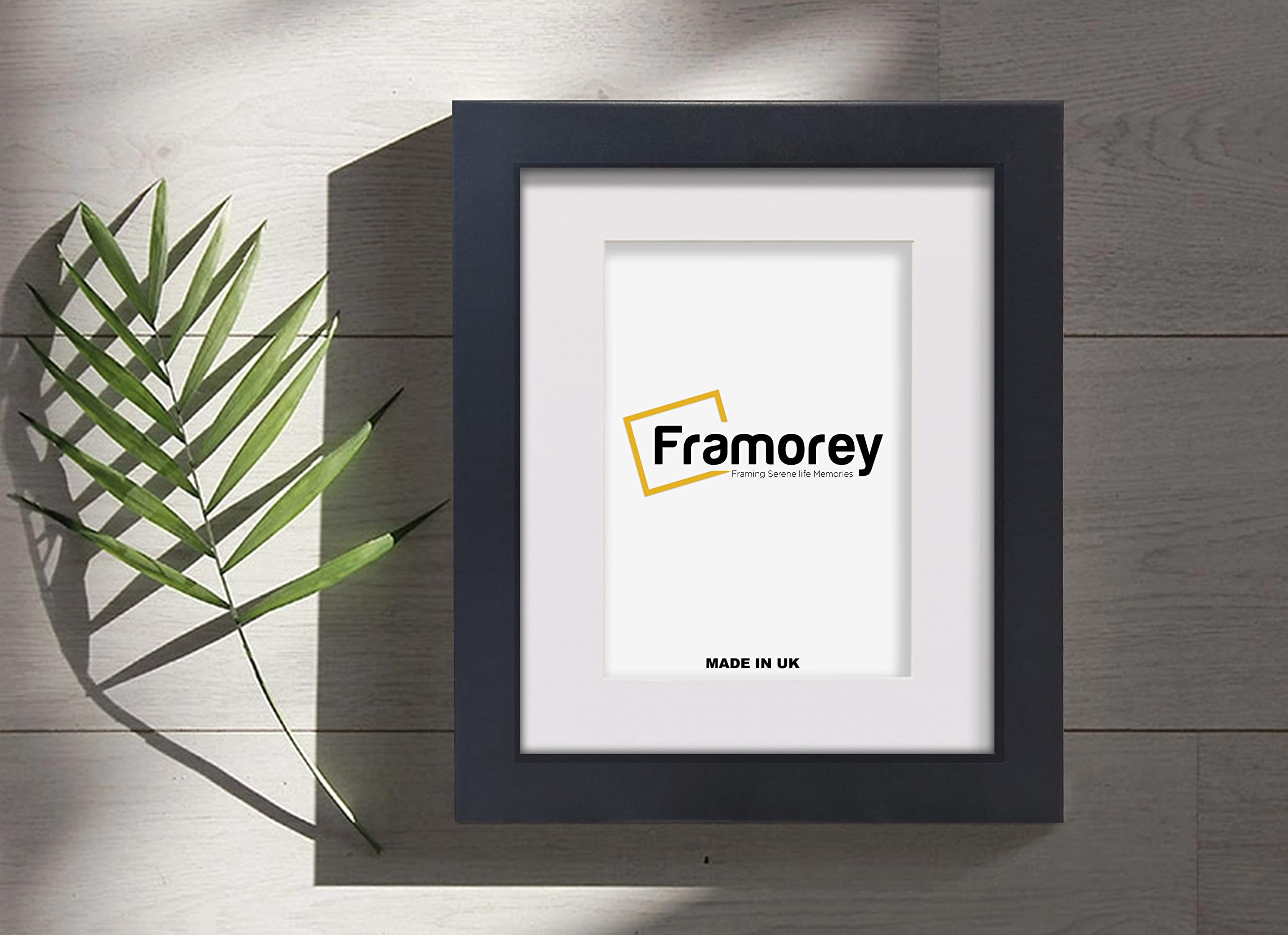 Framorey Framing Serene Life Memories Black With White Mount Framorey Box Molding Picture Frame, 14X12" Black Wooden Effect Photo Frame, With 12X10" Size White Mount, Wall Hanging Deep Box Poster Frame