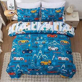 NTBED 5 Pieces Racing Cars Comforter Set Twin for Boys Kids Bed in a