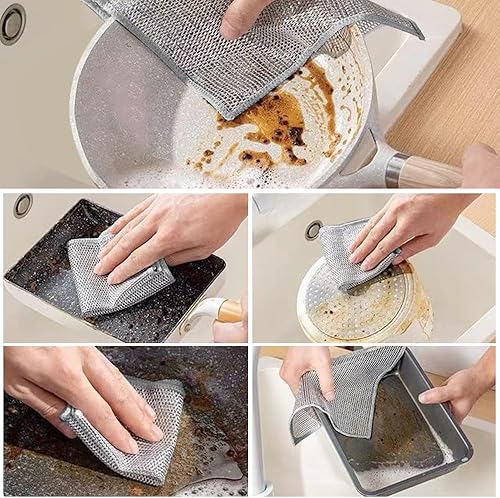Miniatura 4 de Paños de cocina de alambre, paños de limpieza de alambre, toallitas antiadherentes de malla, agujeros finos que crean una rica espuma que raspa las