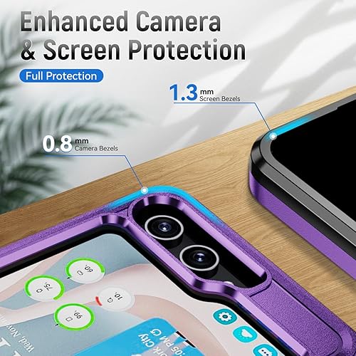Miniatura 5 de Asuwish Funda de teléfono para Samsung Galaxy Z Flip 5 5G 2023 con cubierta y delgada híbrida de cuerpo completo, protección móvil de doble capa