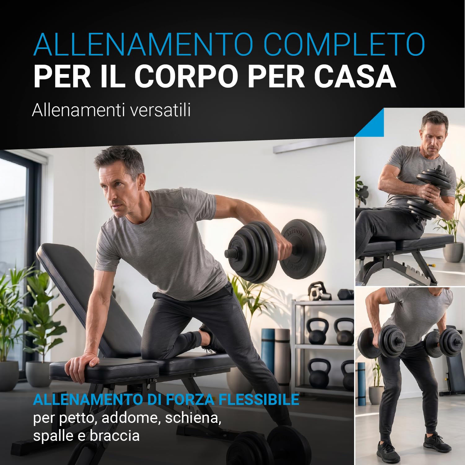 ArtSport Set di manubri da 2 pezzi 20/30 / 40 kg - set di 2 manubri, pesi e 4 serrature a stella