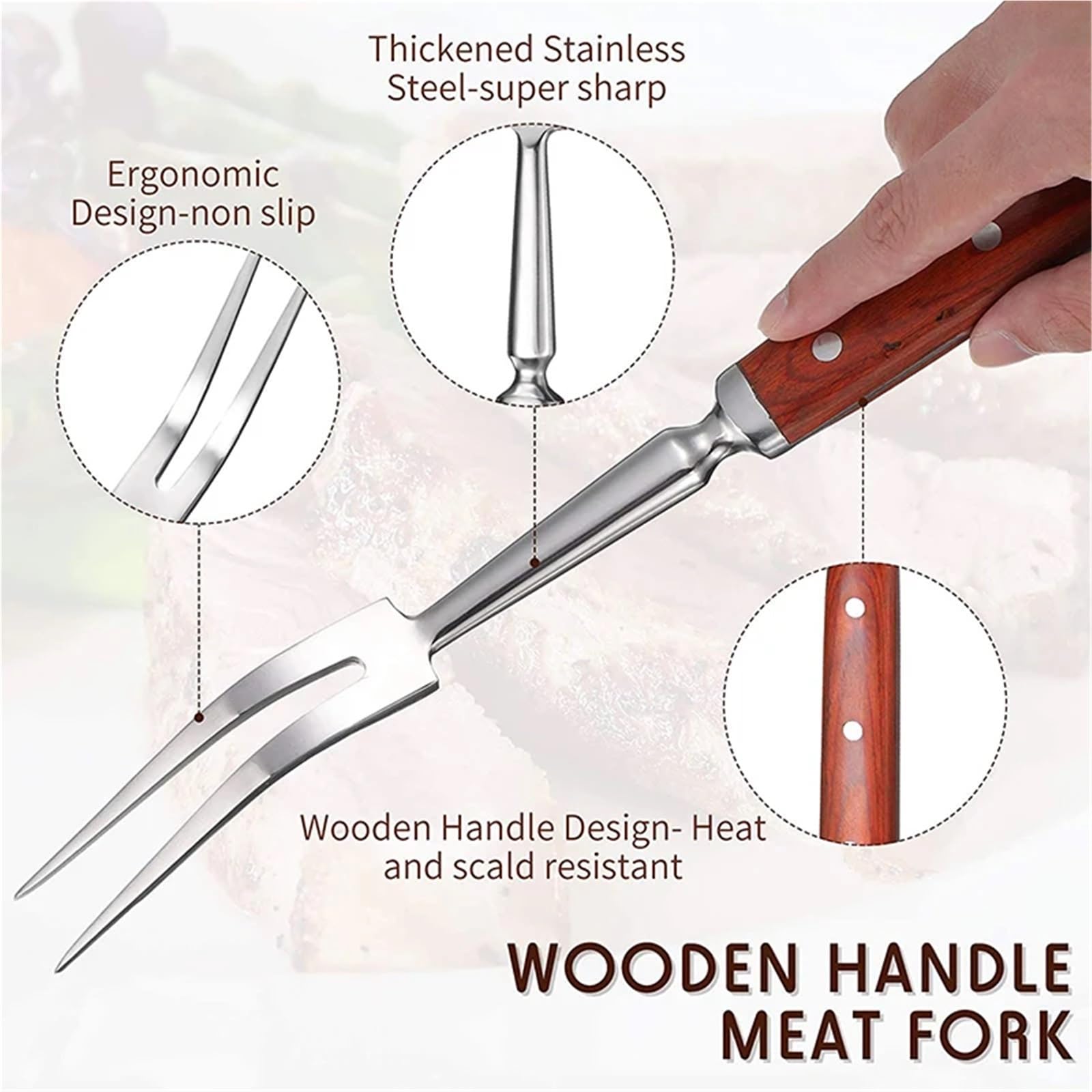 Fourchette à viande inox, 12/14 pouces pour cuisson BBQ