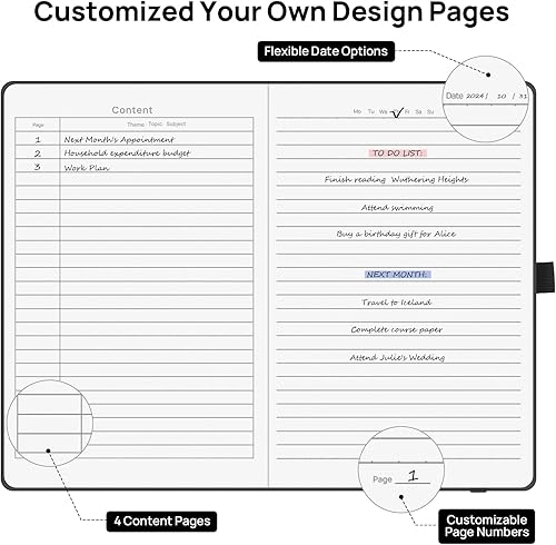 Miniatura 3 de Cuadernos rayados para trabajo, viajes, universidad, tamaño A5, papel grueso de 3.53 ozm, cuaderno clásico a rayas, bloc de notas de tapa dura para