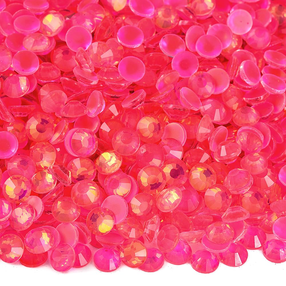 Blinginbox Flatback Rhinestones Round Gems, 1440pcs Luminous Series Glass Stone Neon Gems Non Hotfix Crystal Rhinestones for Nail Charms Crafts