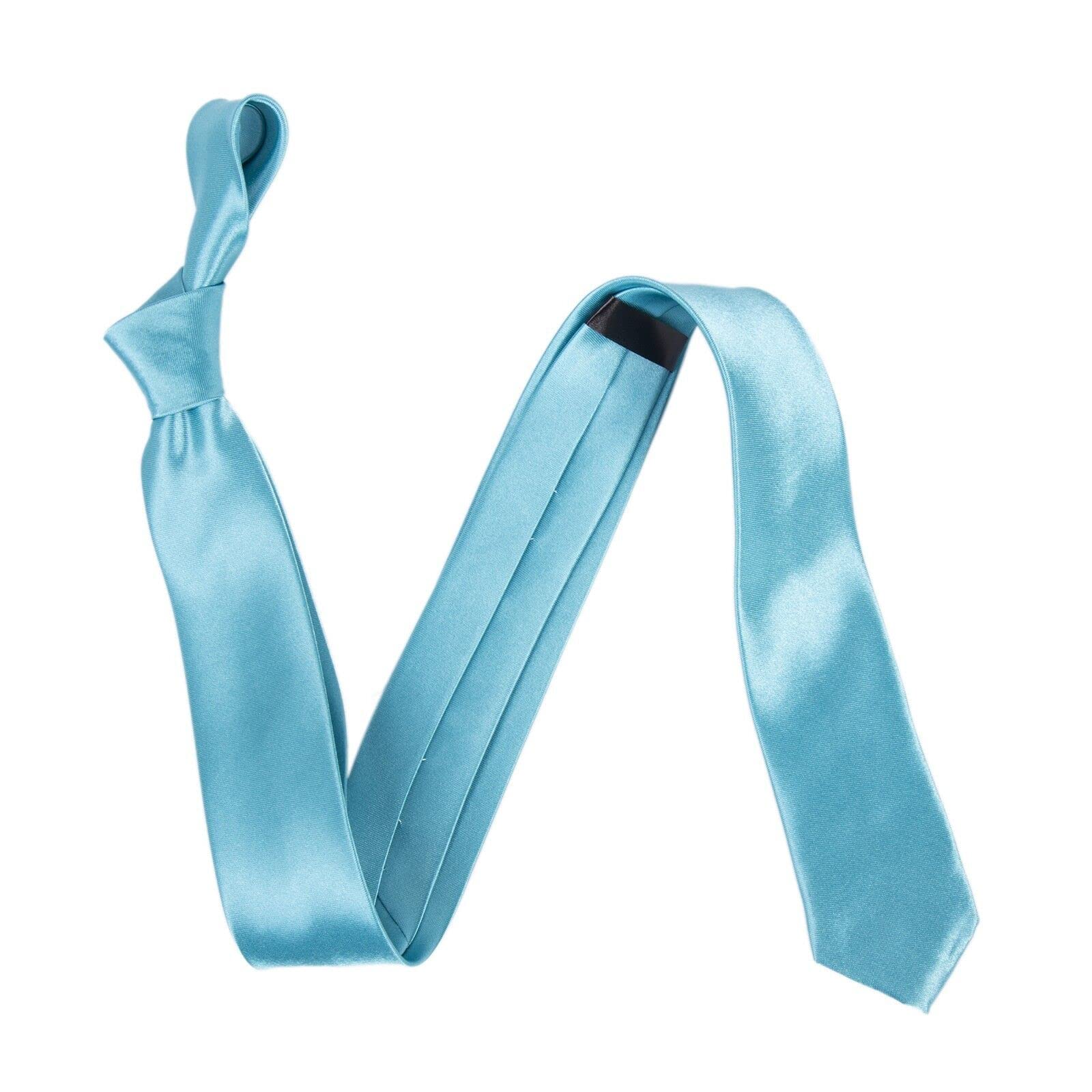 The Tie Company Unisex Turquoise Men’s Skinny Tie | 4.5Cm Solid Plain Color Slim Necktie For Smart Casual, Parties, And Weddings