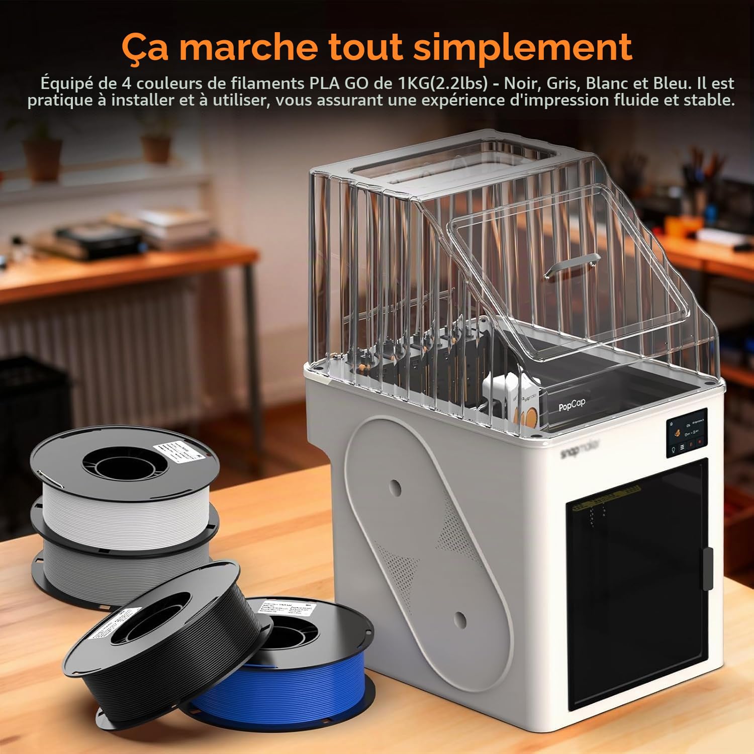 BIQU PopCap Couvercle transparent pour Snapmaker-U1 avec filament PLA 4 kg