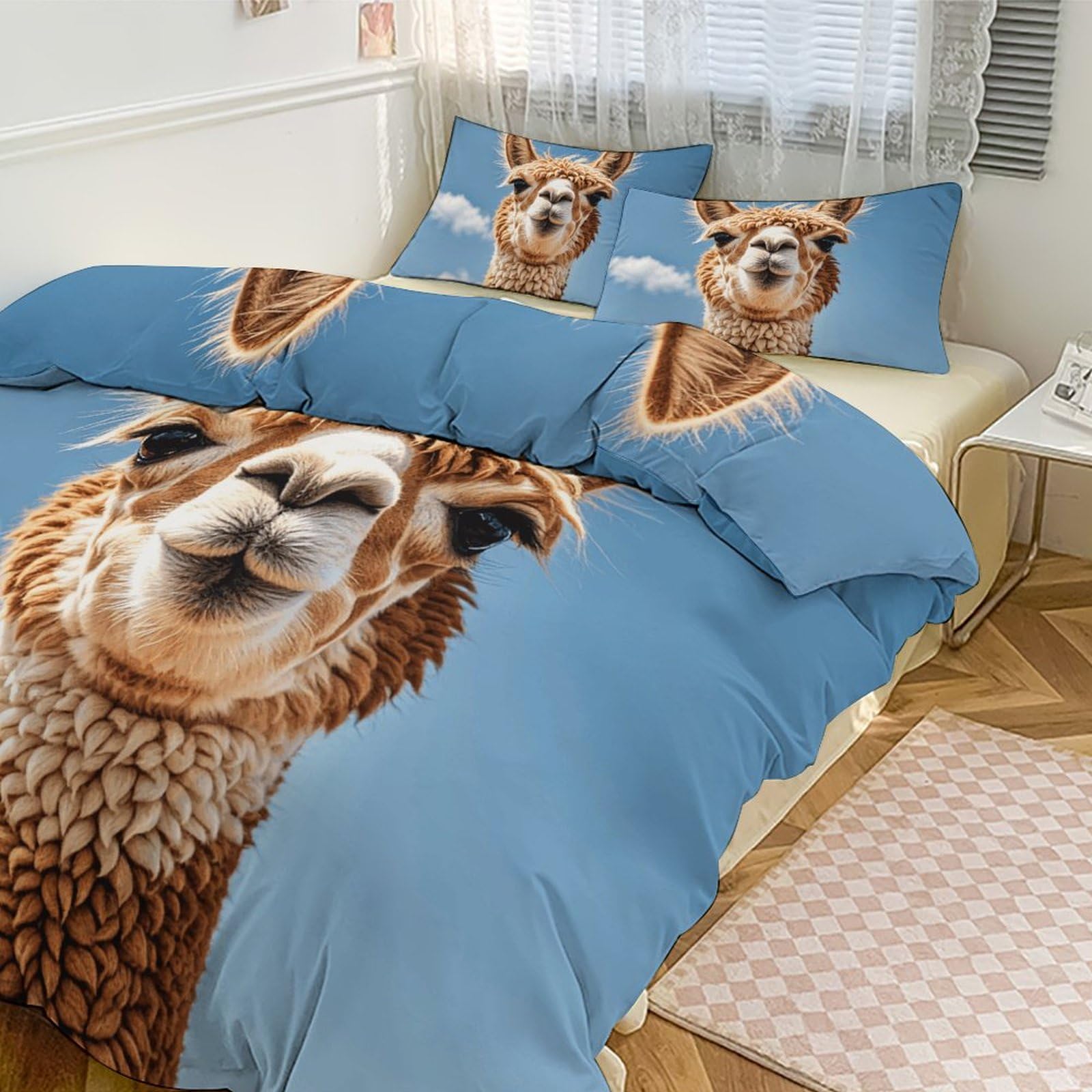 Couette pour grand lit style lama mignon pour créer un cocon cosy à la maison