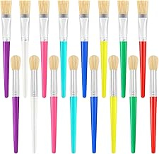 16 x Children's Paint Brushes, Round Flat Soft Bristles Paint Brushes for Acrylic, Art and Craft Supplies, Gouache, Decoration