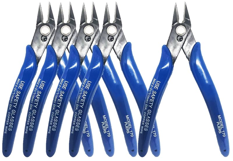 Alicate de Corte Diagonal com Corte Rente YEGEOOE 12,7 cm Azul 5 peças