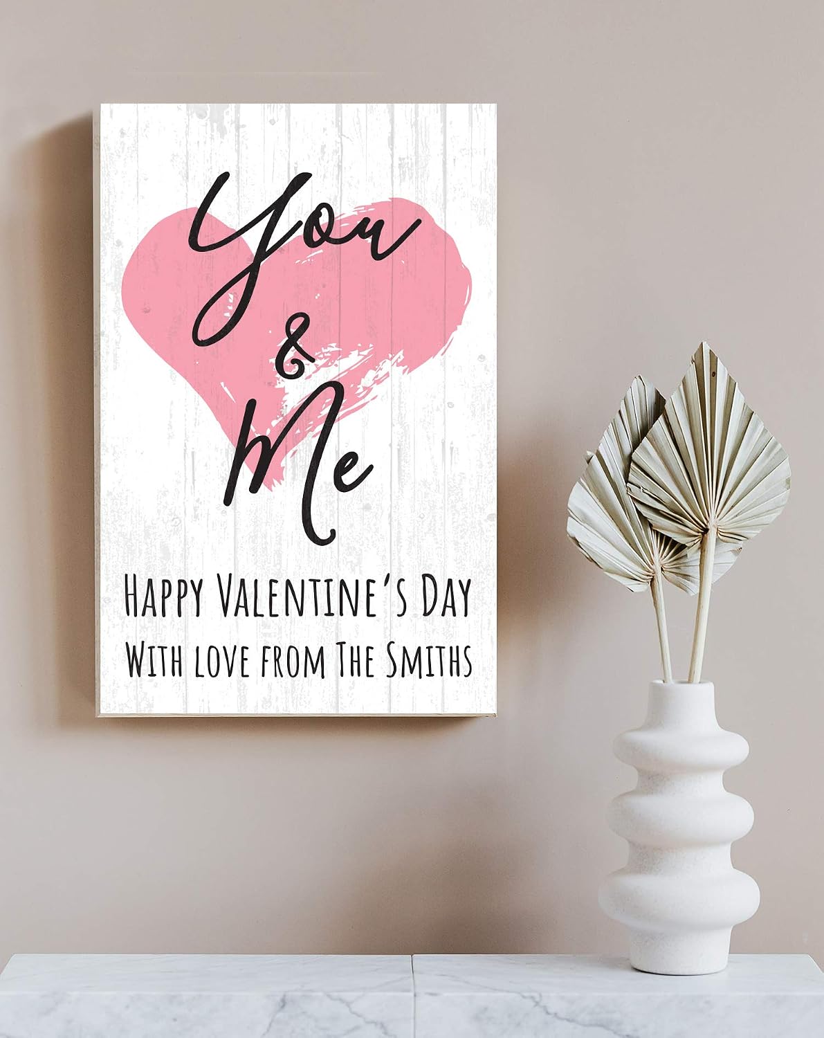 Romantic Gift Sign for Anniversary Family Name Personalized Decoration Solid Wood “You and Me” Sign - 16.5” x 10.5”