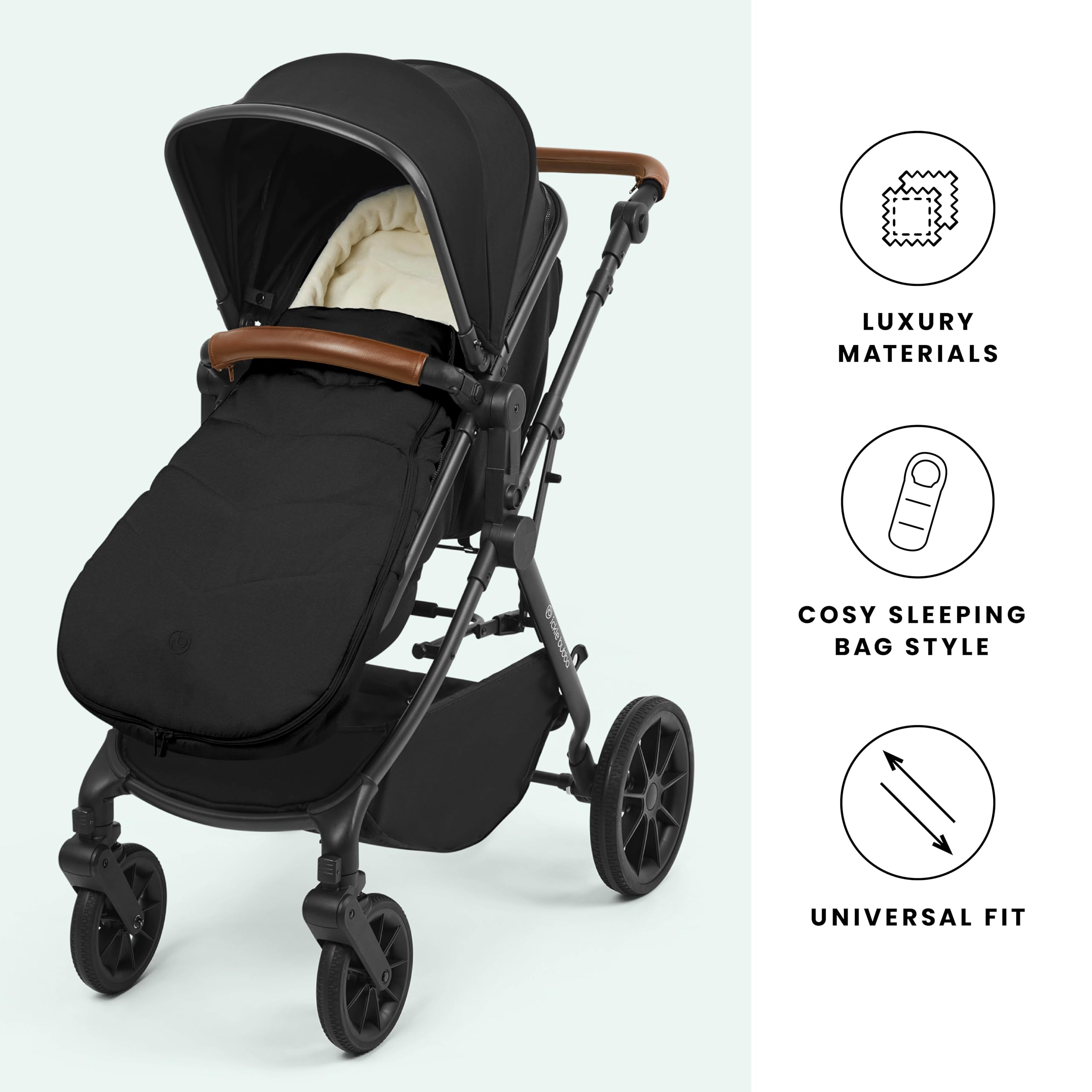Ickle Bubba Coprigambe universale per passeggino e carrozzina, di alta qualità, colore: nero