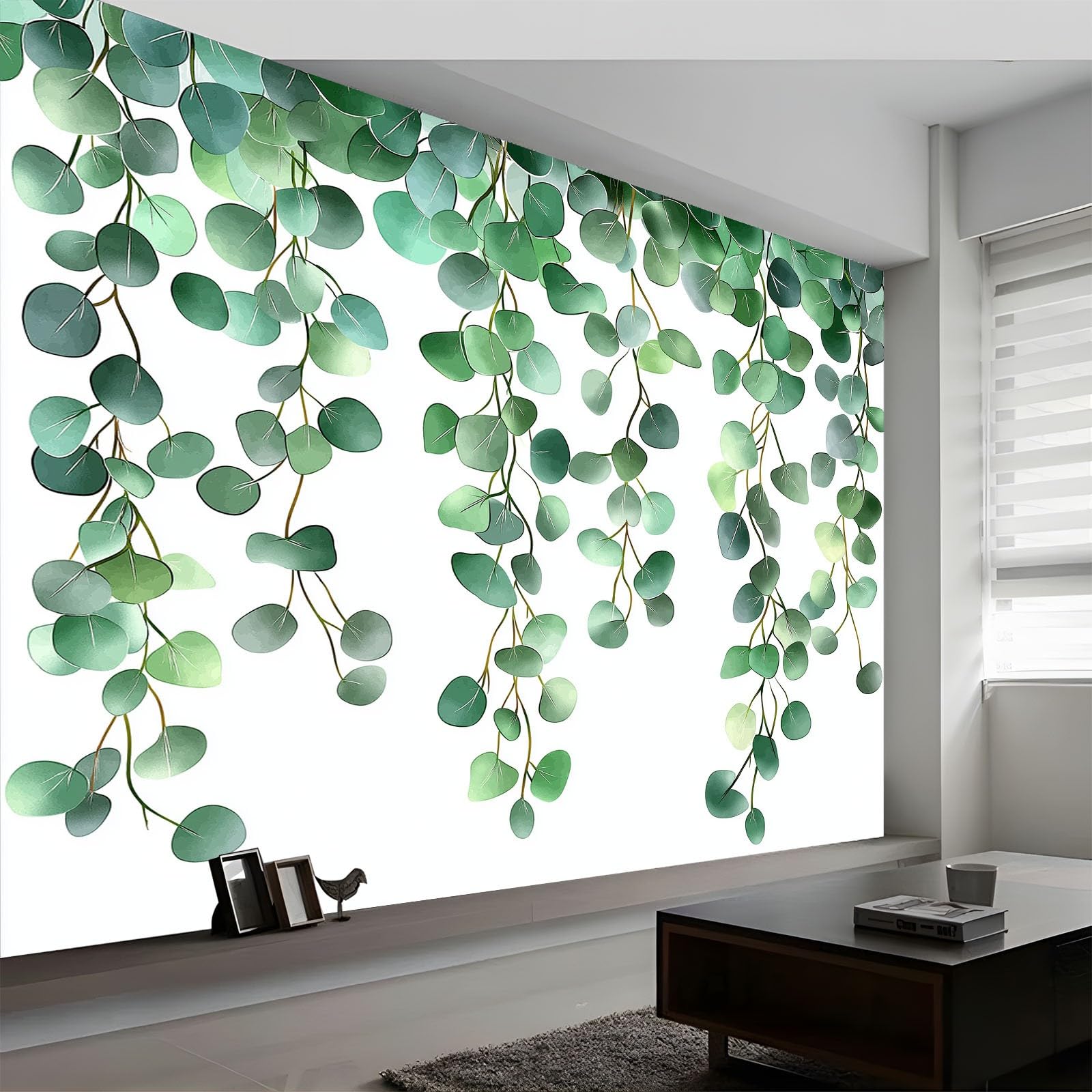 Fototapeta 350 x 256 cm Wieniec z liści w stylu rustykalnym nowoczesny wystrój ściany gigantyczny plakat z włókniny dekoracja ścienna do salonu sypialni, biały