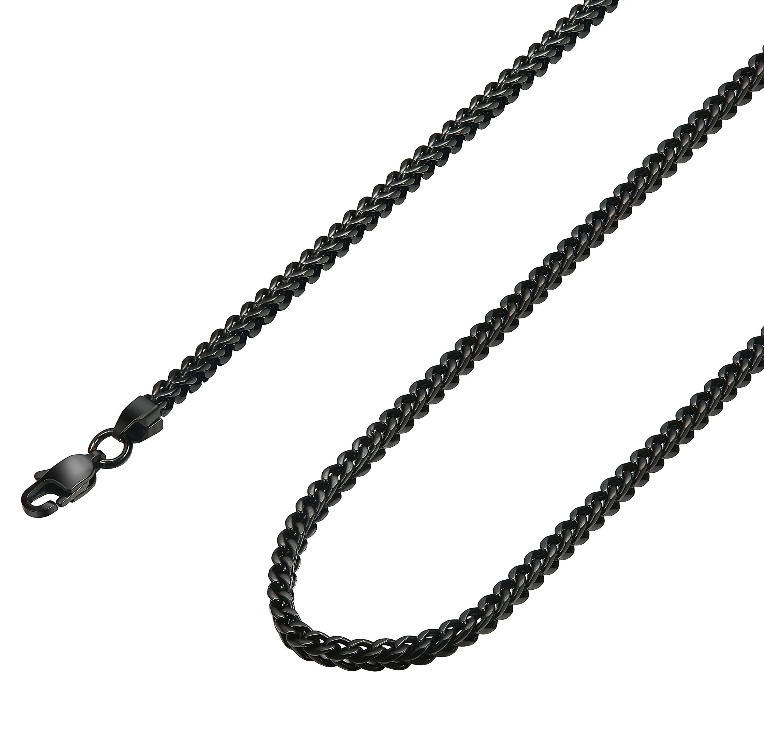 FIBO STEEL 3-6mm Curb Chain Necklace for Men Women Stainless Steel Biker Punk Style 18.0-30.0 inches Silver Black Gold Tone