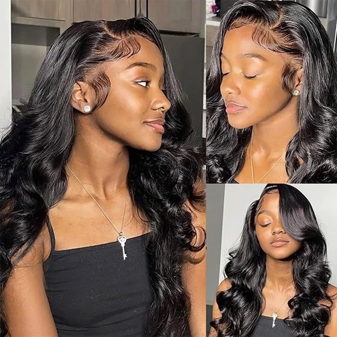 13x4 Frontal Body Wave Lace Frontal 100% Human Hair Ear to Ear lace Closure 13x4 hd Lace Closure Only with Baby Hair 180% Natural Color 14 Inch