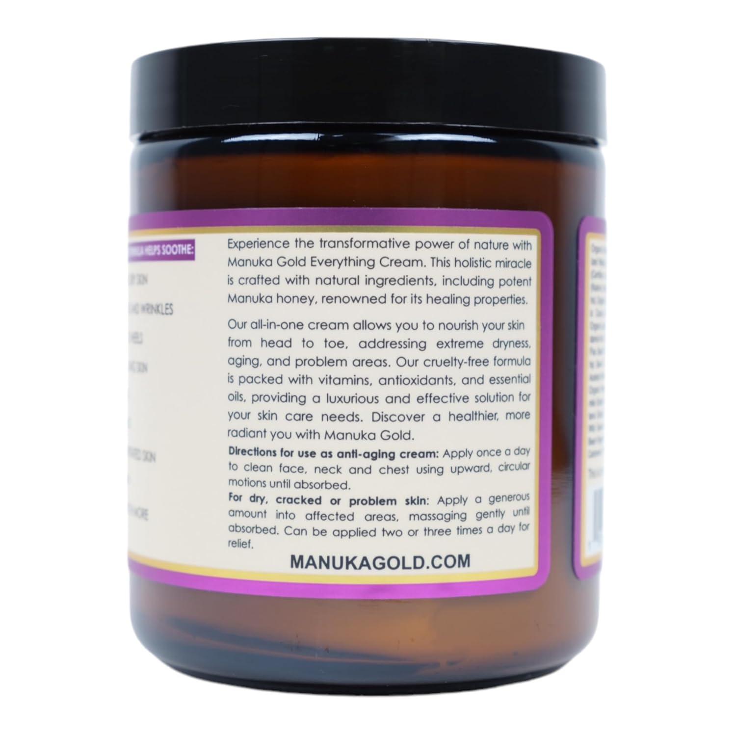 Manuka Gold The Everything Cream - Honey Manuka Cream in Glass Jar with Nourishing Oils for Dry skin - Hydrating Face Moisturizer with Aloe, Shea & Coconut 4 Fl Oz