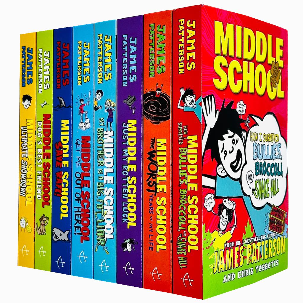 James Patterson Middle School 8 Books Collection Set (The Worst Years of My Life,Get Me Out of Here,My Brother Is a Big Fat Liar,How I Survived Bullies Broccoli and Snake Hill,Ultimate Showdown..