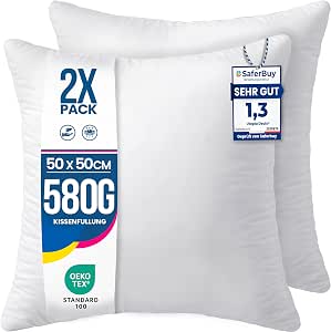 Utopia Bedding 2er Set Kissenfüllung 50 x 50 cm, Innenkissen Füllkissen Kopfkissen Sofakissen (Weiß)