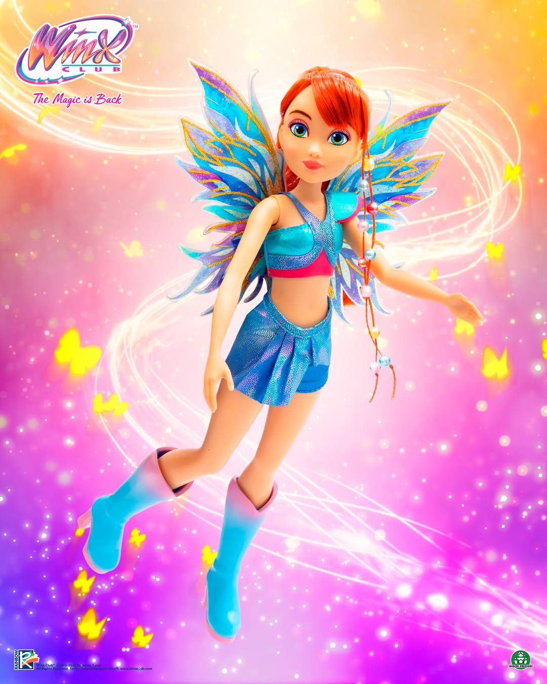 Winx – Bloom Fata, Bambola 27 cm con Ali Removibili e Look da Fata del Fuoco, Snodata, Giocattolo per Bambina e Bambini dai 4 Anni in su