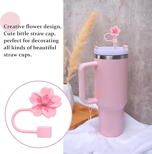 Miniatura 6 de Raymall Cubierta de paja para copa Stanley, dije de letra inicial personalizada para copa Stanley, 4 fundas de silicona para popote con dije para