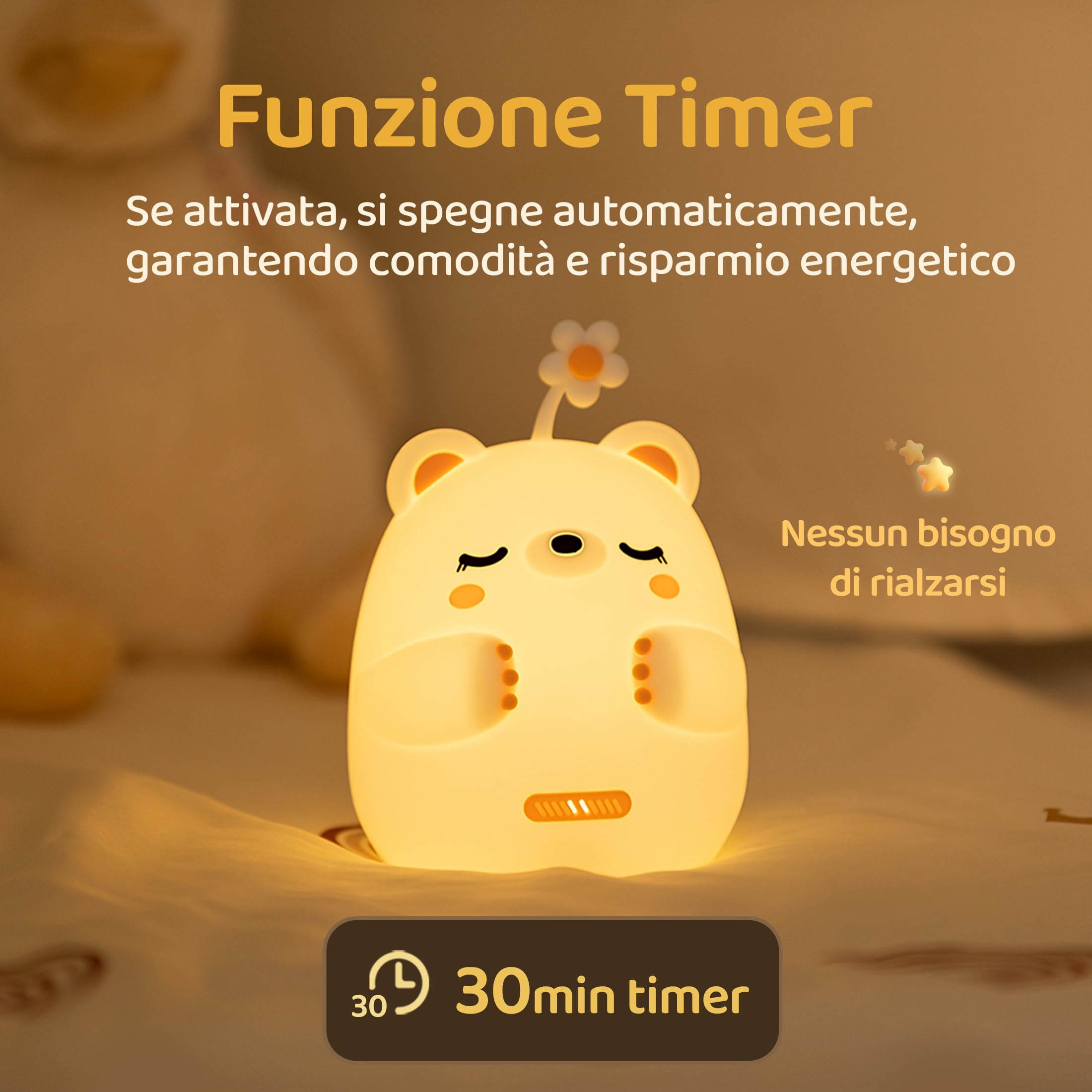 P I X I E Lampada notturna per Bambini con Funzione Timer - Regalo battesimo, comunione, nascita - Luce notturna ricaricabile, lampada cameretta bambina, bambino, lampada neonato - 4 modalità di Luce