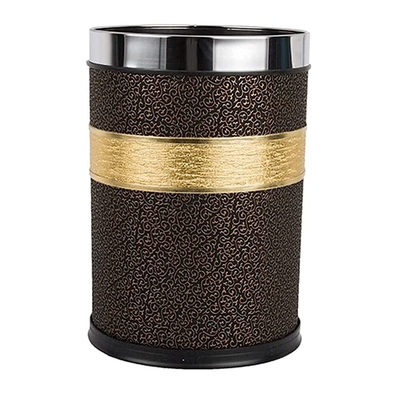 NOLLAM Papelera Cubo de Basura Redondo de Cuero, cesto de Basura, contenedor de Basura pequeño Europeo, Cubos de Basura sin Tapa para Dormitorio, Sala de Estar y Oficina Basurero Cocina