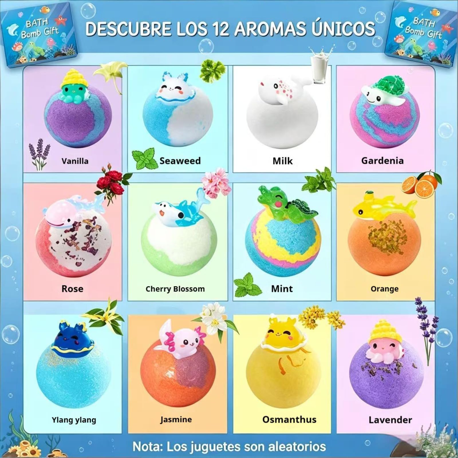 12Stück Bath Bomb Gift Set for Kids,Badekugeln kinder mit überraschung, Natrual und organische Blase Bad Bomben,Badekugeln, Geschenk für Kinder,Schaumbad,Fizzy bath bomb,Bath bombs gift