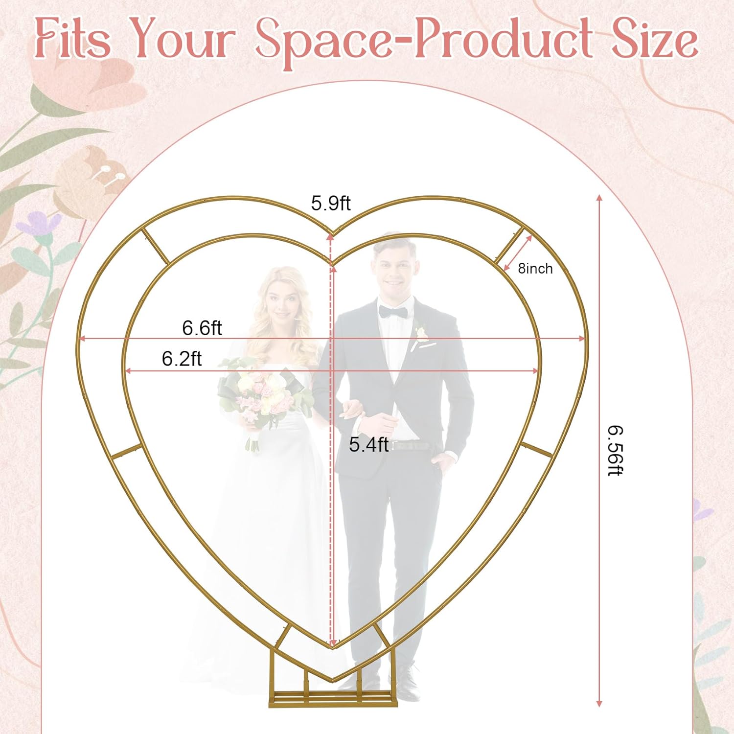 Metal Double Heart Arch Stand for Proposal, Heart Shaped Balloon Arch Stand，Heart Shaped Arch Frame, for Proposal Ceremony, Valentine's Day, Engagement, Birthday Party Baby Shower Decoration Decor