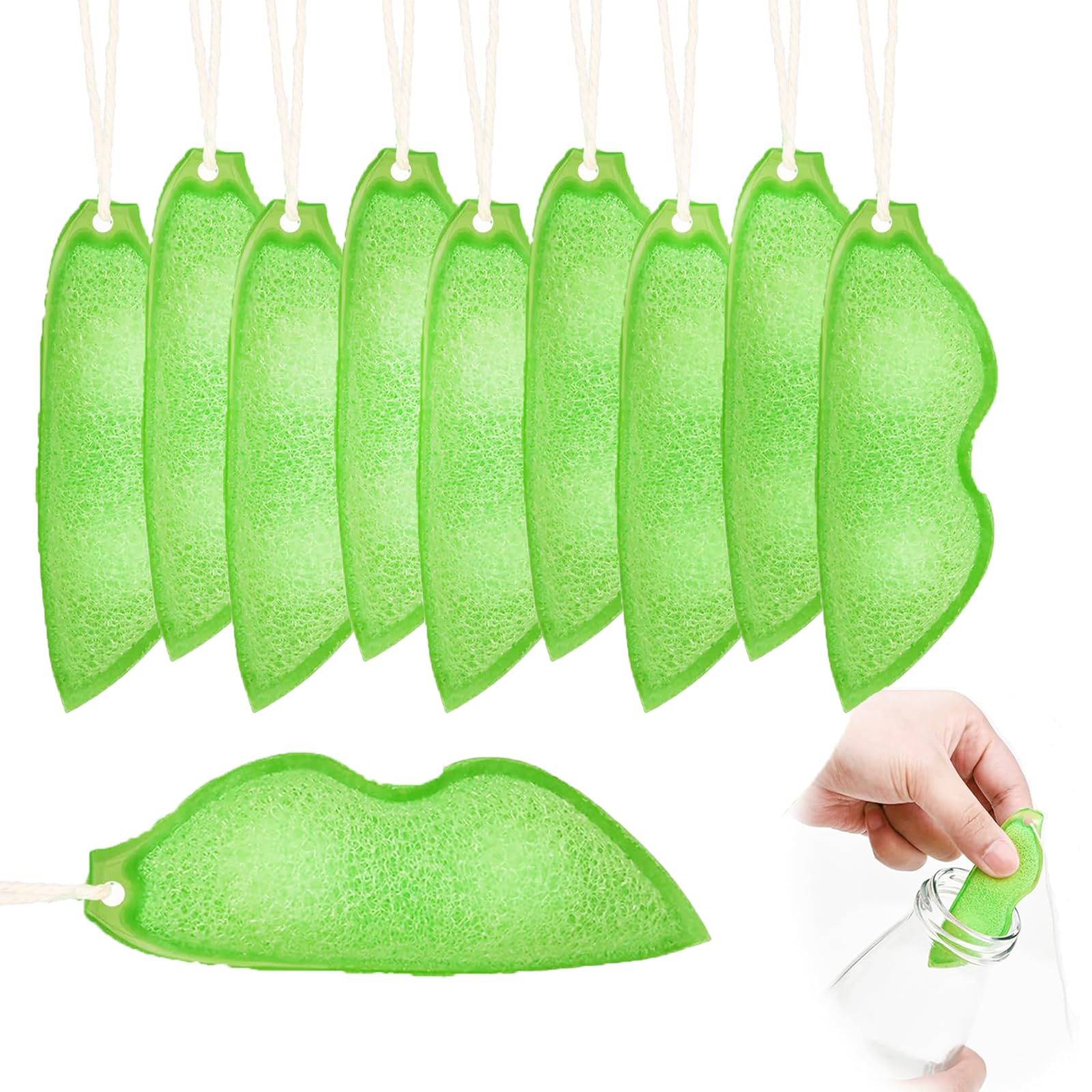 10Pcs Bottle Cleaning Sponge, KOoLLe Bottle Cleaning Beans, Reusable Beans-Shaped Bottle Cleaning Sponge, Beans Bottle Cleaner for Small Mouth Water Bottles, Baby Bottles
