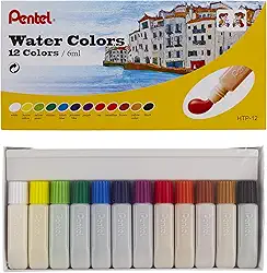 Aquarela HTP Pentel a Base de Água 12 Cores