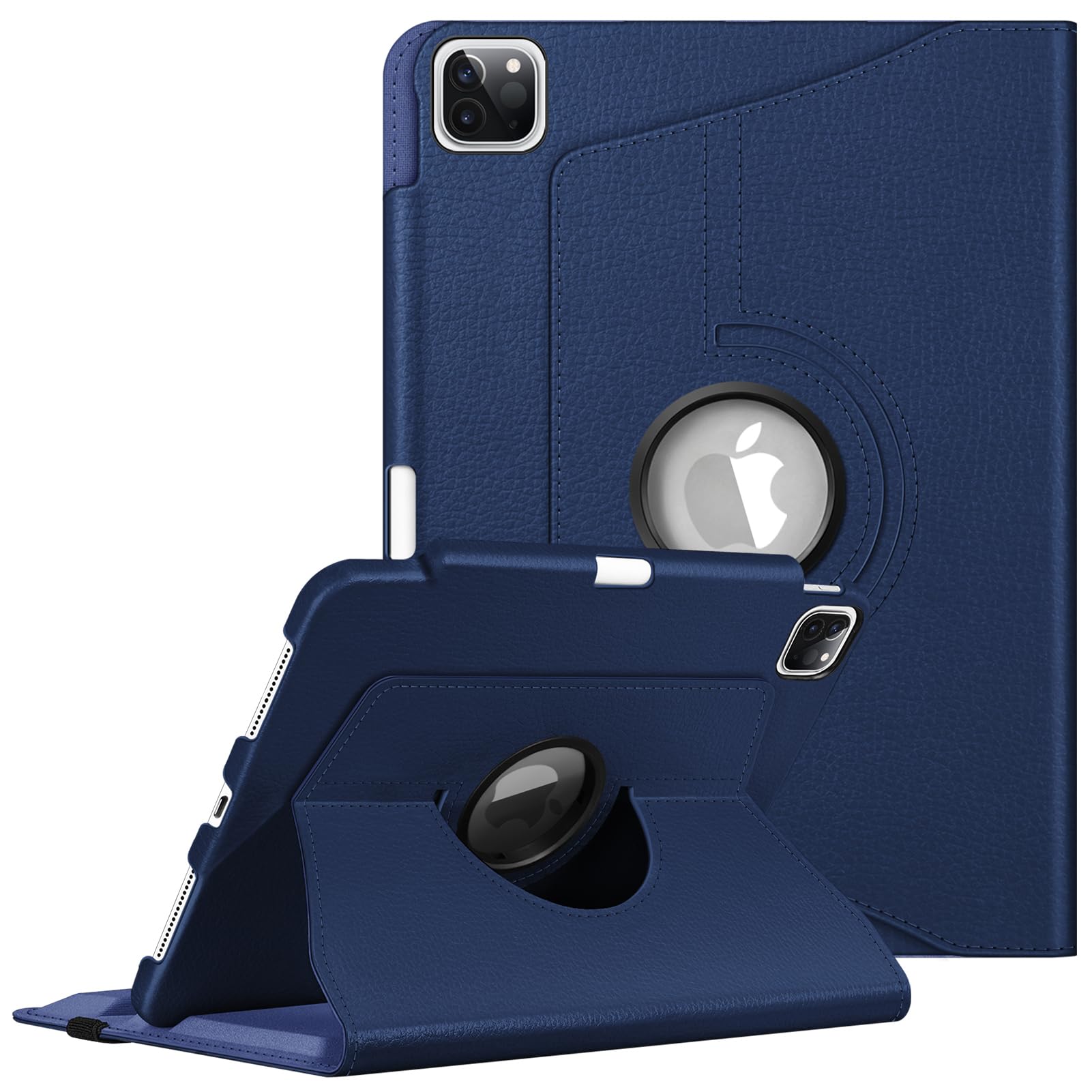 FINTIE Rotating Case Compatible with iPad Pro 11 inch (2022/2021/2020/2018, 4th/3rd/2nd/1st Generation) - 360 Degree Swiveling Stand Cover w/Pencil Holder, Auto Wake/Sleep, Navy