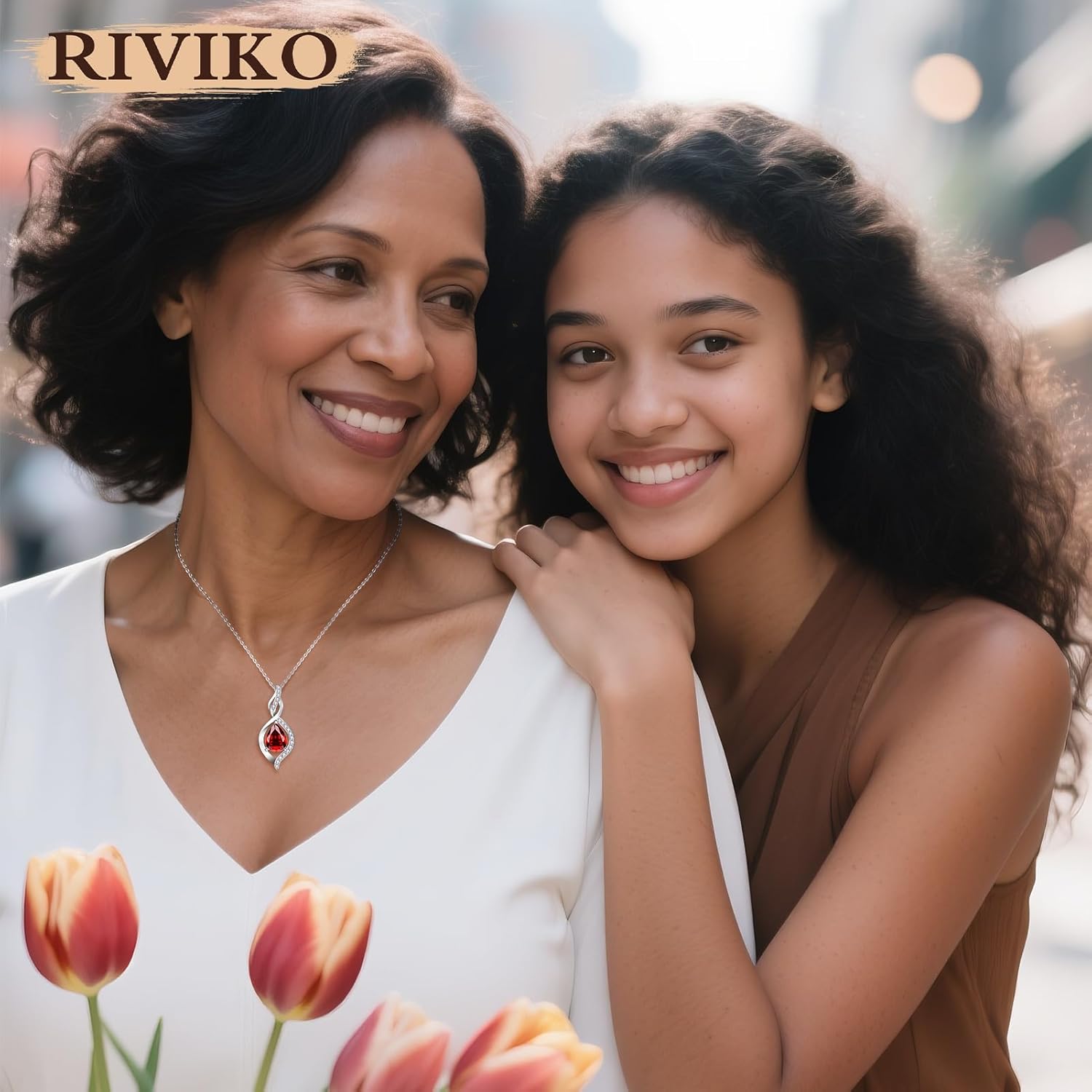 RIVIKO Valentines Day Gifts for Her-Infinity Birthstone Necklace for Women,925 Sterling Silver Teardrop Necklace, Womens Jewelry Birthday Gifts for Women Friend Her Mom Wife Lady - Image 4