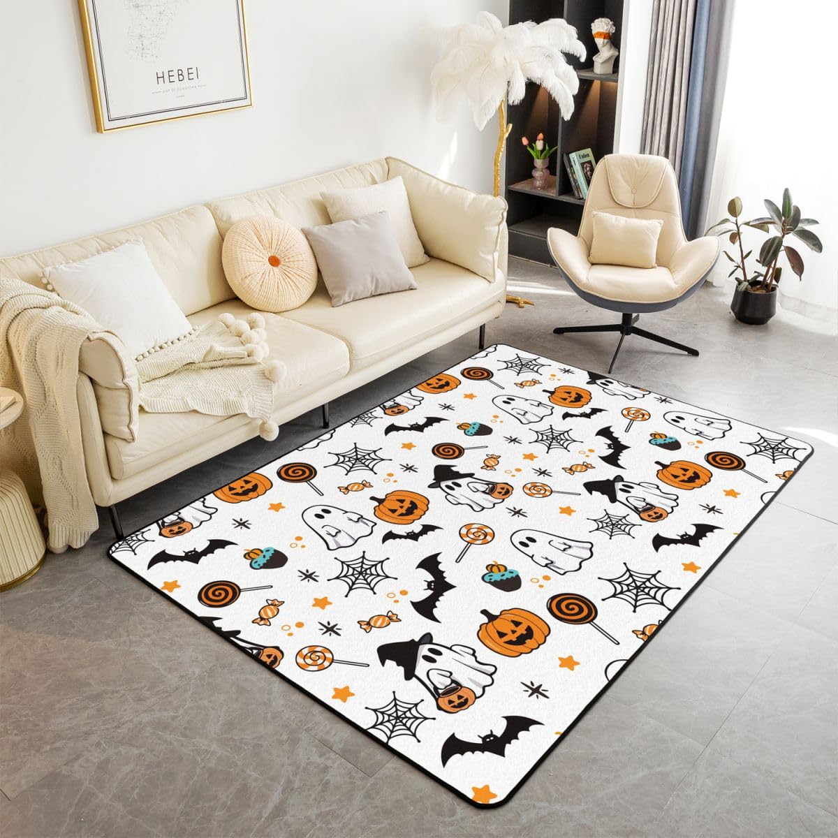 Loussiesd Alfombra con temática de Halloween, 150 x 200 cm