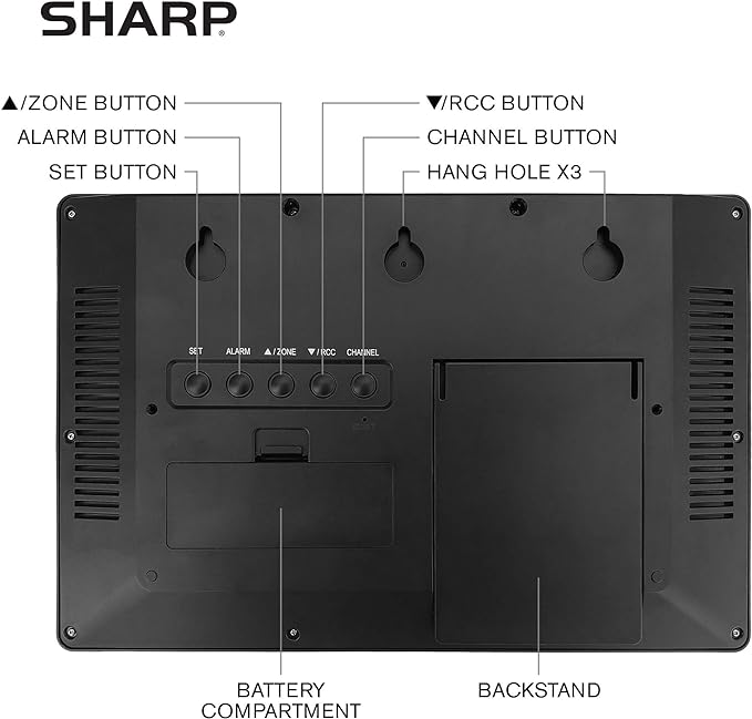 Sharp Reloj Atómico Digital 4 Pulgadas Temperatura Interior/Exterior miniatura 6