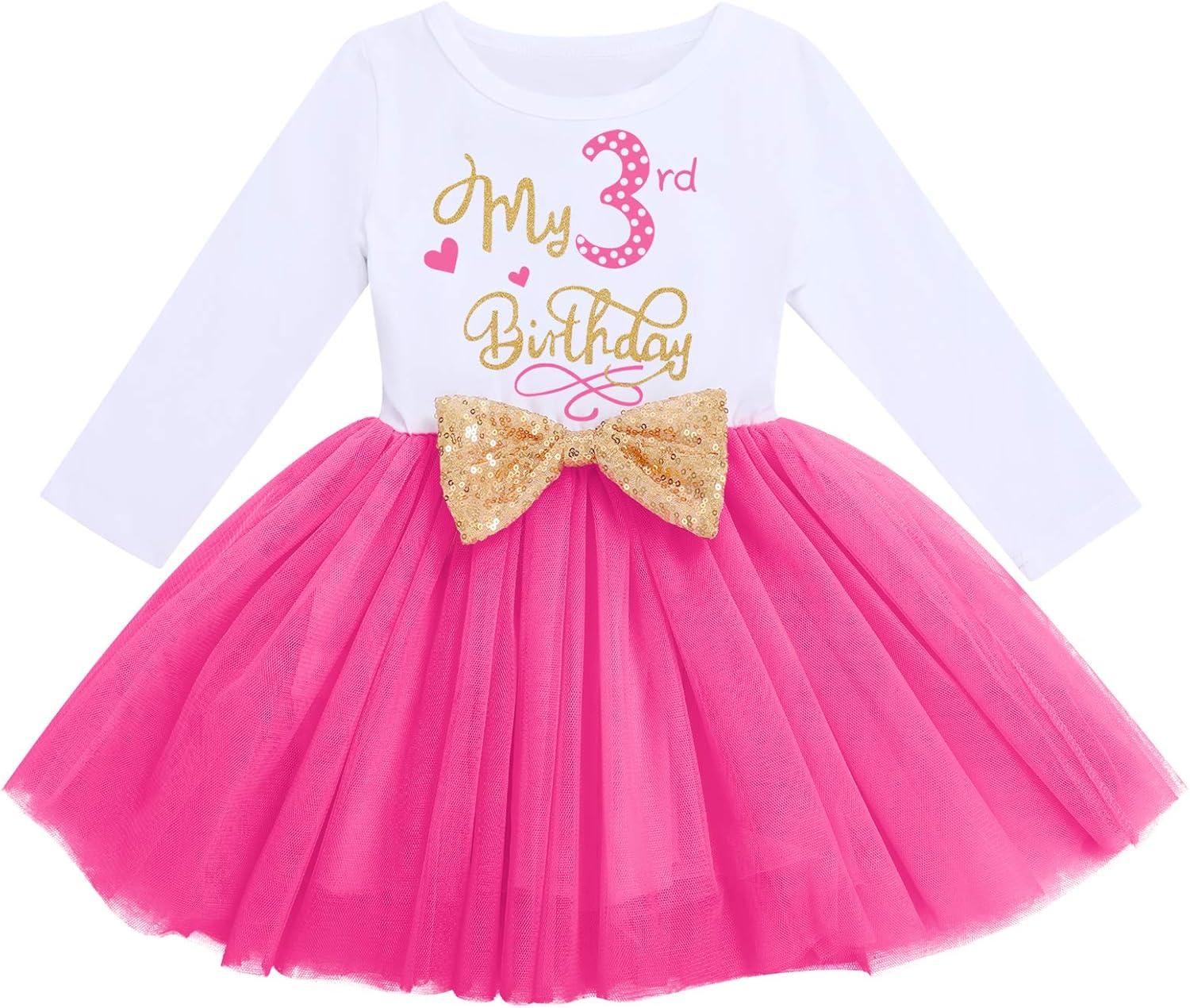 Baby Girl 1st 2nd 3rd Birthday Outfit Mouse Dress Polka Dots Tutu Skirt Cake Smash Long Sleeve Clothes for Photo Shoot