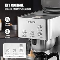 Vista 4 de VEVOR Cafetera comercial de goteo, cafetera de 12 tazas con 4 jarras de vidrio y 4 platos calentadores de decantador, cafetera de acero inoxidable