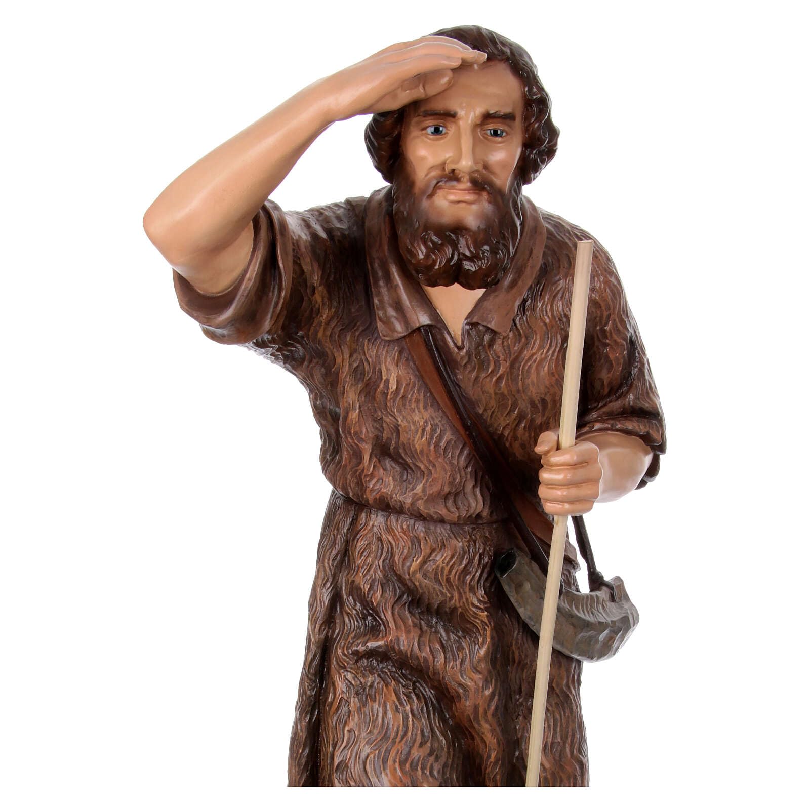 Holyart Shepherd looking around, statue for Lando Landi's Nativity Scene of 100 cm for OUTDOOR, fibreglass and crystal eyes