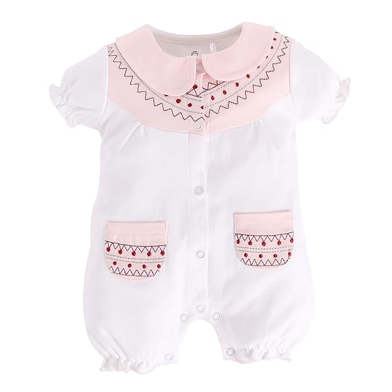 Baby Go 100% Cotton Half Sleeve Romper for Baby-Girls