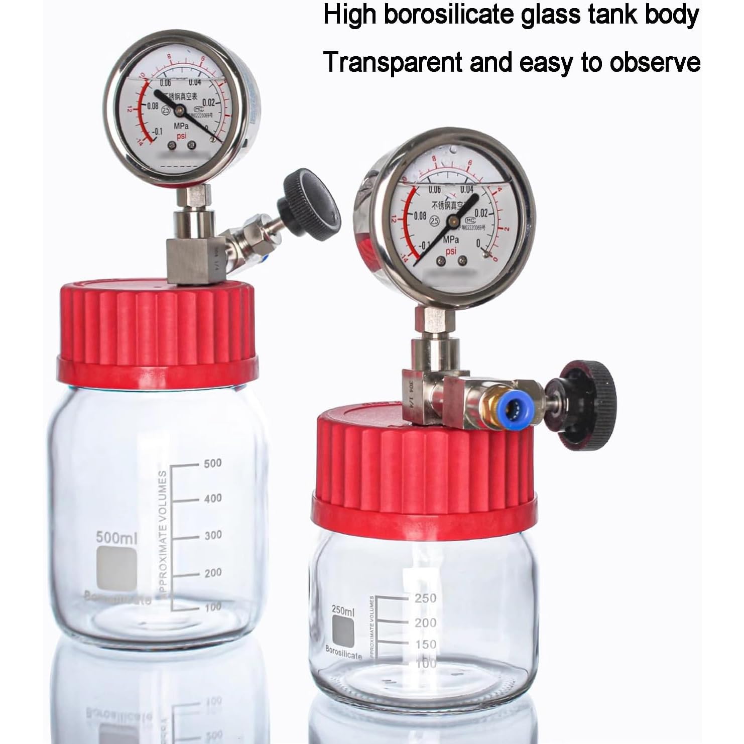 Vakuumkammer Aus Glas, Vakuumkammer-Set Mit Edelstahlmanometer Und Klarer Graduierung Für Harze, Silikone Und Epoxidharze 2000ml
