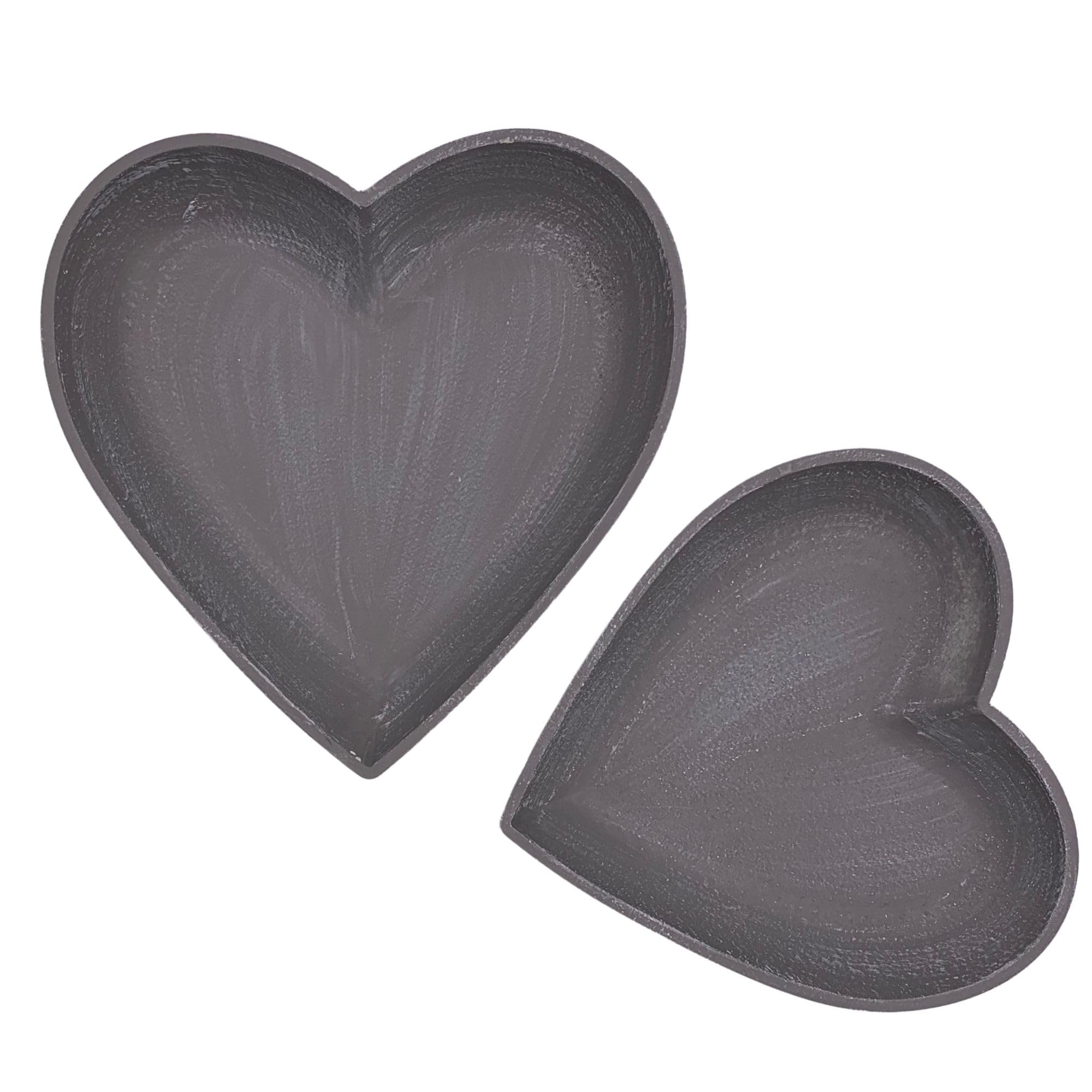 Set 2 Vassoi Decorativi A Cuore Diko.style - Portaoggetti Per Ingresso, Centrotavola E Organizer Gioielli, Grigio - Foto 3