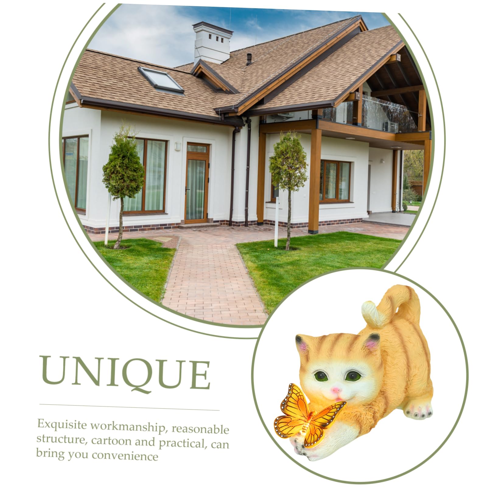 Lebensechte Katzenfigur aus Kunstharz, Gelb, Realistische Form | Raumdeko für Garten und Terrasse, Sammelgeeignet, für Lehrer und Sammler