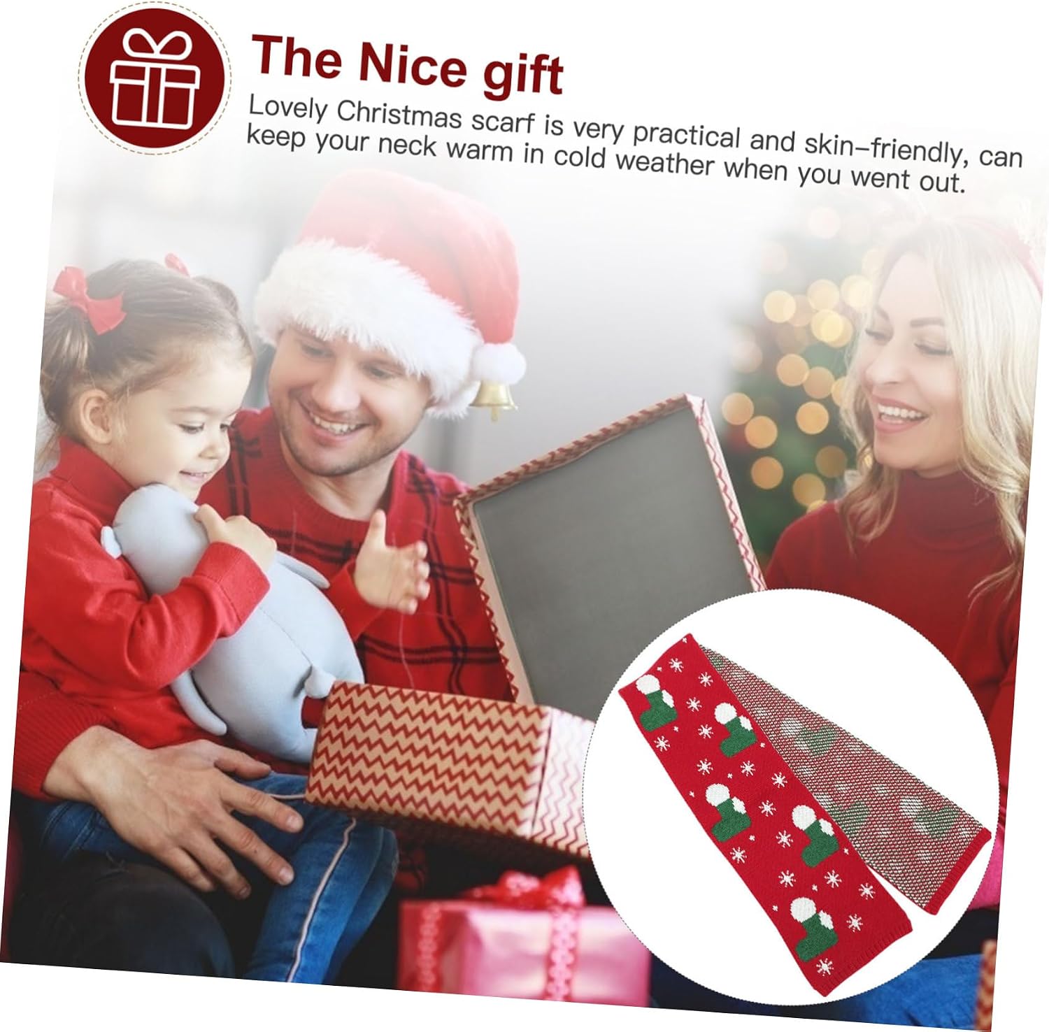 LIOOBO Christmas Knit Scarf Adorable Winter Warmth for Boys Lightweight Skin Friendly Holiday Present