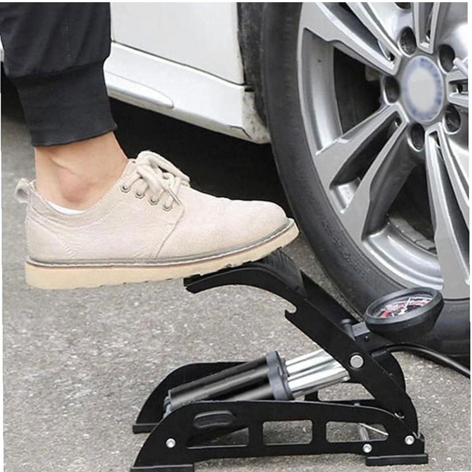 Your Impex Durable and Reliable 160 PSI Double Cylinder Portable Foot Pump Air Tyre Inflator with Pressure Gauge for Car, Bicycle, Bike, Motorcycle, Balls, Air Mattress Inflators 1