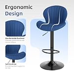 Youhauchair Modern Bar Stools Set of 2, Velvet Height Adjustable Swivel Barstools, Armless Kitchen Island Counter Chairs with Back & Footrest, Blue | Modern, Height Adjustable, Swivel, Armless, Kitchen Island Chairs with Back & Footrest, Soft, Uphols