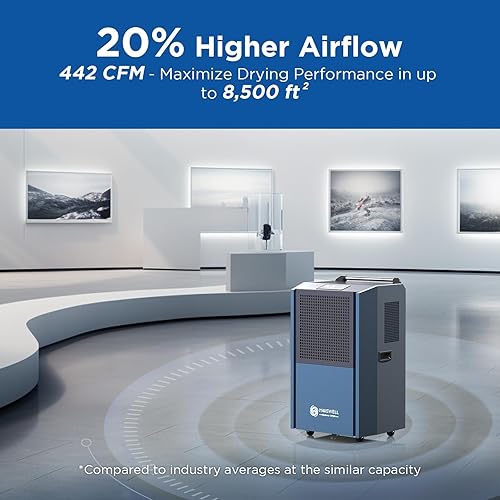 Miniatura 4 de Deshumidificador comercial de 250 pintas con bomba para grandes espacios, deshumidificadores industriales resistentes con manguera de drenaje para