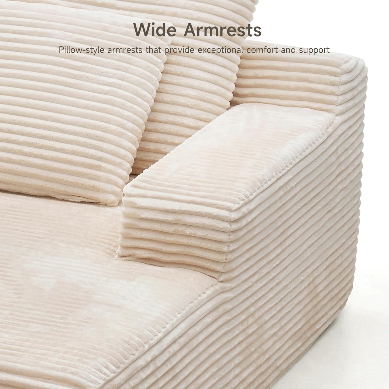 65" Chaise Lounge Chair Indoor,Oversized Upholstered Corduroy Sofa Bed, Cloud Sleeper Chairs with Throw Pillows&Wide Armrests,Couches for Living Room,Bedroom,No Assembly Required